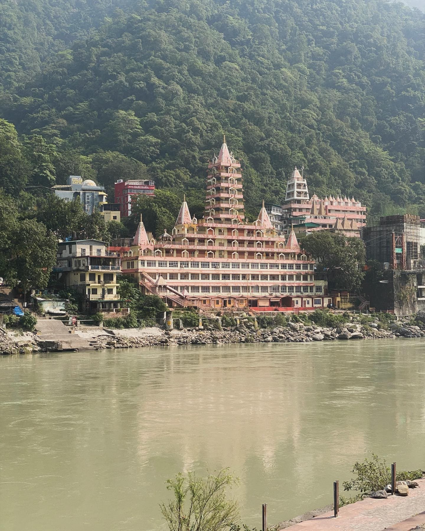 Ana on a balcony in Rishikesh, India