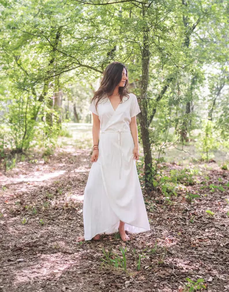 long dress in banana fibre