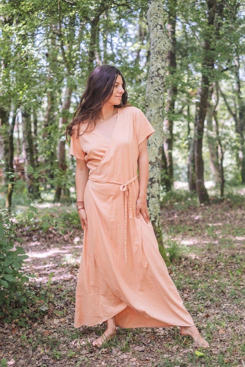 banana fibre dress in tulip rose